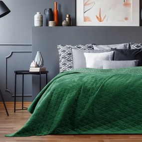 Zelený zamatový prešívaný pléd 240x260 cm Laila – Restilo