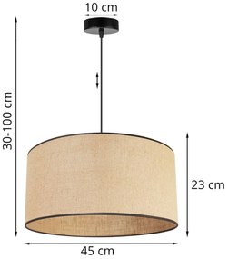 Závesné svietidlo Juta, 1x jutové tienidlo, (výber z 2 farieb konštrukcie), (fi 45cm), bl