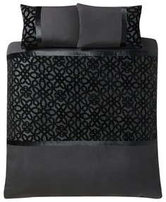 Čierne zamatové obliečky na dvojlôžko/predĺžené 230x220 cm Lattice Cut – Catherine Lansfield