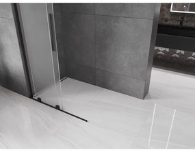 Mexen Velar L, posuvná sprchová zástena Walk-in 120 x 200 cm, 8mm sklo námraza, čierna matná, 871-120-003-33-70