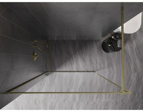 Mexen Kioto-XF, sprchová zástena s rámom 160 x 202 cm, 10mm číre sklo, zlatý matný profil, 800-160-104-55-00-X
