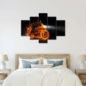 Obraz - Motorkár s plameňmi (150x105 cm)