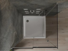 Mexen Omega, sprchový kút s posuvnými dverami 100 (dvere) x 100 (stena) cm, 8mm šedé sklo, chrómový profil + slim sprchová vanička biela + chrómový sifón, 825-100-100-01-40-4010