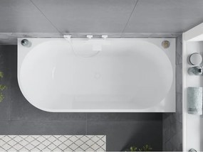 Mexen Mia, voľne stojaca rohová vaňa pravá 160 x 80 cm, biela, biely prepad, 52691608000P-20