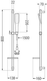 Mexen sprchový set DQ49, čierna/zlatá, 785494581-57