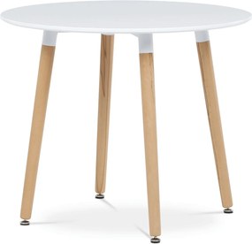 Okrúhly jedálenský stôl MDF/masív buk DT-306 WT Farba: Biela