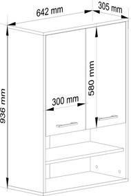 Závesná kúpeľňová skrinka Fin W64 2D 64 cm biela/dub - výber z 5 prevedení