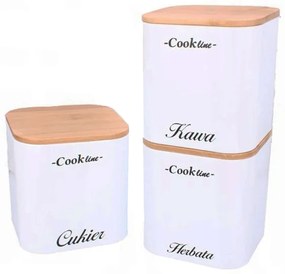 Kovové dózy do kuchyne cukor, káva, čaj - biele - Cook Line