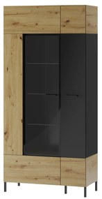 Vitrína Lorren 12 (dub artisan + čierna matná). Akcia -20%. Vlastná spoľahlivá doprava až k Vám domov. 1068165