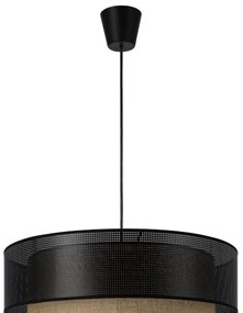 Závesný luster BORHO na lanku 1xE27/60W/230V čierny/juta