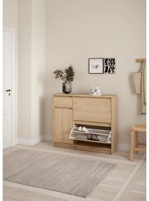 Výklopná skrinka na topánky v dekore duba v prírodnej farbe 109x93x32 cm Naia – Tvilum