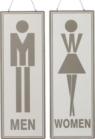 2ks závesná kovová ceduľa Men Women, Femmes Hommes - 16*46 cm