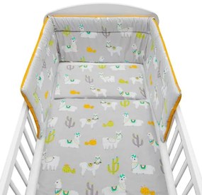 NEW BABY 3-dielne posteľné obliečky New Baby 90/120 cm lama sivo-horčicové