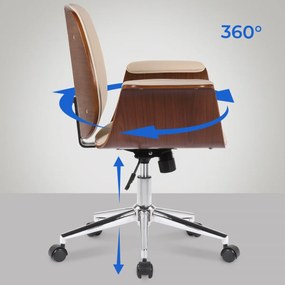 Design-Shop Kancelárska stolička Kemberg - koženka, drevo orech - Krémová