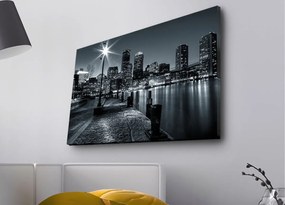 Obraz s LED osvetlením NOČNÉ MESTO S RIEKOU 45 x 70 cm