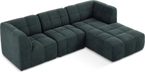 Modrá zamatová rohová pohovka (pravý roh/s leňoškou) Aloha – Makamii