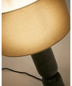 Tmavozelená/béžová mramorová stolová lampa s textilným tienidlom (výška 57 cm) Vex – Kave Home