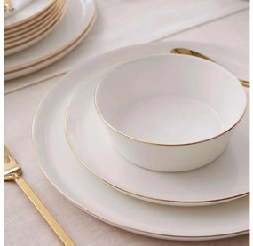 Jedálna súprava 24 ks biela/zlatá/porcelán