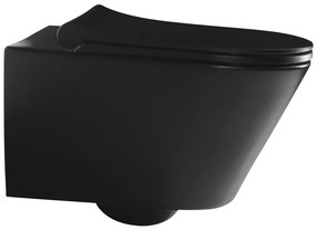 Sapho, AVVA CLEANWASH závesná WC misa s bidet. spŕškou, Rimless, 35,5x53cm, čierna matná, 100312-110