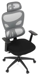 Kancelárska ergonomická stolička GRANT — sieť, látka, čierna / sivá