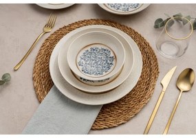 Jedálenská súprava 24 ks, modrá/béžová, porcelán
