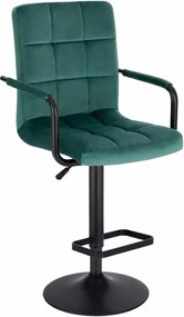 LuxuryForm DESIGN Barová stolička VERONA BLACK VELUR na čiernom tanieri - zelená