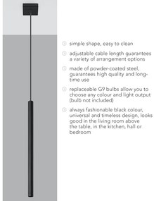 Čierne závesné svietidlo Sollux Fideus Single