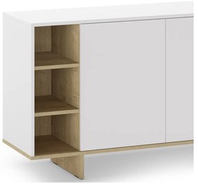 Biela nízka komoda v dekore duba 170x80 cm Cequoia – Marckeric