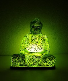 Stolná lampa BUDHA, zelená, 40 cm, ručná práca, mozaika