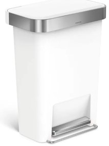 Obdĺžnikový pedálový kôš 45 l biely plast/nerez, biela