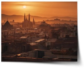 Sablio Plagát Barcelona Night Skyline - 60x40 cm