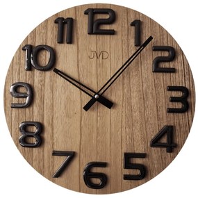 Moderné drevené nástenné hodiny JVD HT97.4 s 3D číslicami – 40 cm