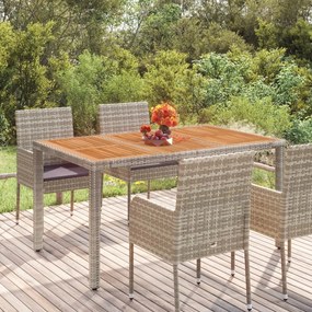 Záhradný stôl s drevenou doskou sivý 150x90x75 cm polyratan 319902
