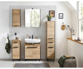 Závesná skrinka pod umývadlo v dekore duba v prírodnej farbe 53x60 cm Quickset 395 – Pelipal