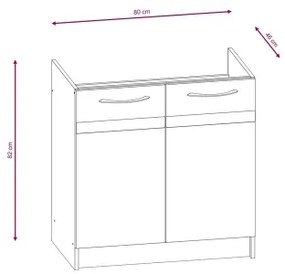 Kuchynská linka VALERIA 180 cm dub sonoma/hnedá