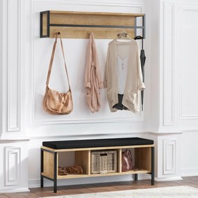 Nástenný vešiak s lavicou Shana Oak and Black