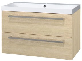 Mereo Mereo, Bino, kúpeľňová skrinka s umývadlom z liateho mramoru 101 cm, biela, dub, MER-CN632M