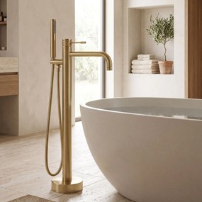 Rea Lungo Diamond, voľne stojaca vaňová batéria, zlatá matná, REA-B2246