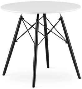 Jedálenský stôl 80 cm biely / čierne nohy