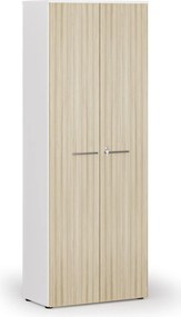 Kancelárska skriňa s dverami PRIMO WHITE, 800 x 420 x 2128 mm, biela/dub prírodná