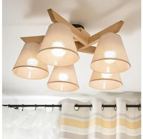Brilagi - LED  Prisadený luster ANTHONY 5xE14/40W/230V dub/béžová BG1462