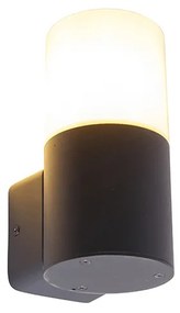 Moderné vonkajšie nástenné svietidlo čierne s opálovým tienidlom IP44 - Odense