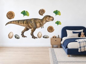 Tyranosaurus medzi skamenelinami realistické nálepky pre malých paleontológov na stenu arch 46 x 29 cm