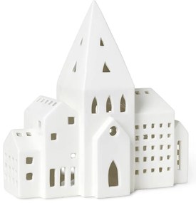 Biely keramický svietnik Kähler Design Urbania Lighthouse City