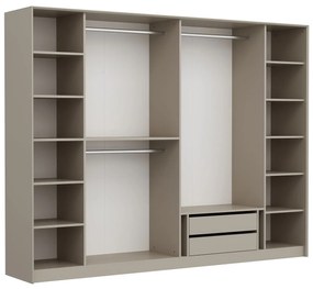 Elegantná šatníková skriňa DeLuxe s dymovými dvierkami a zlatými akcentami 210 x 270 x 52 cm, biela