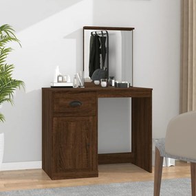Toaletný stolík so zrkadlom hnedý dub 90x50x132,5 cm drevo 816767