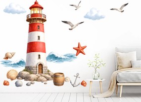 Maják textilní prelepiteľná nálepka na stenu hárok 52 x 75 cm