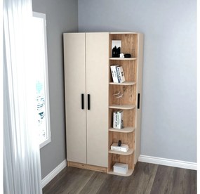 Rohová šatníková skrňia Lusia (borovica atlantická + béžová) . Vlastná spoľahlivá doprava až k Vám domov. 1102299