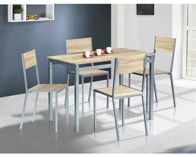 BONTEC Jedálenský set so 4 stoličkami, 110x70x77cm, mdf, dub sonoma, HARVEY SON Farba: Hnedá