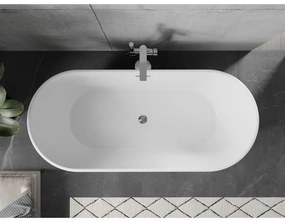 Mexen Flavia, voľne stojaca vaňa 160 x 75 cm, biela-čierna, chrómový prepad, 54031608075-01